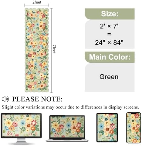 DUKINO 2x7 Runner Rug for Hallway, Floral Washable Rug for Kitchen - Image 2