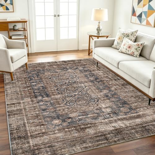 CHAMPLANT Washable Area Rug 10'x14' Boho Design Non-Shedding Easy Care Ideal - Image 2