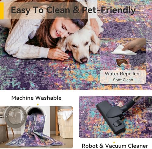 RELEANY Washable Runner 2'x8' Abstract Area Rug - Image 6