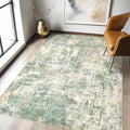 LOONGRUG 3x5 Rug Machine Washable Neutral Modern Abstract Soft Rug Green by LOONGRUG