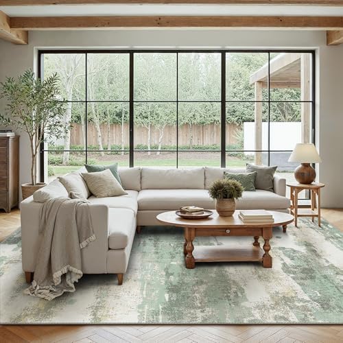 BEIMO 6x9 Green Abstract Area Rug, Washable Non-Slip - Image 2