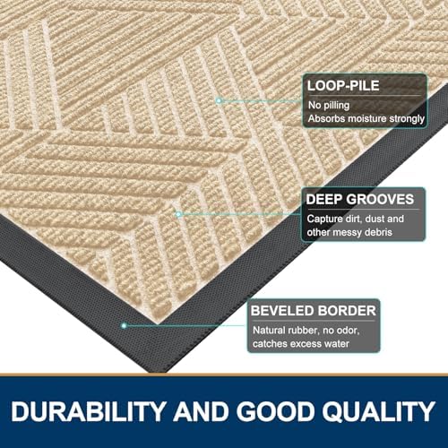 Smiry Front Door Mat Outside Entrance, Low Profile Rubber Doormat - Image 4