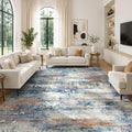 8x10 Washable Area Rug for Living Room, Slate Blue and Terracotta by Vibrug