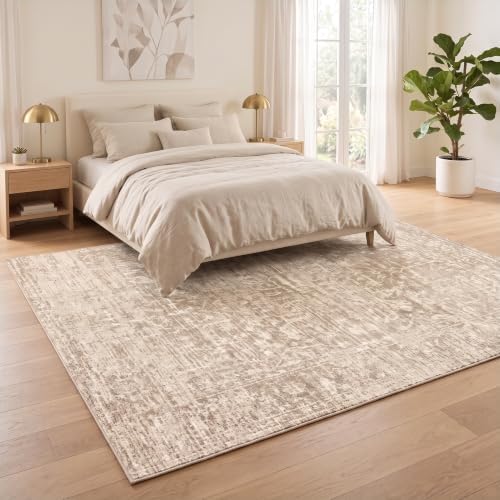 RUGIXE 5x7 ft Beige Washable Area Rug - Image 2