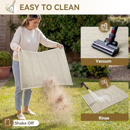 Indoor Door Mat Thin Low Profile Entryway Mats Beige 36"x59" - Image 7
