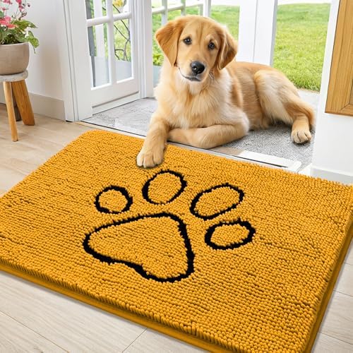 Smiry Dog Door Mat for Muddy Paws, Absorbent Non Slip Dirt Trapper by Smiry