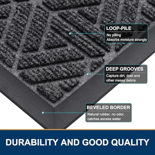 Smiry Front Door Mat Outside Entrance, Low Profile Rubber Doormat - Image 4