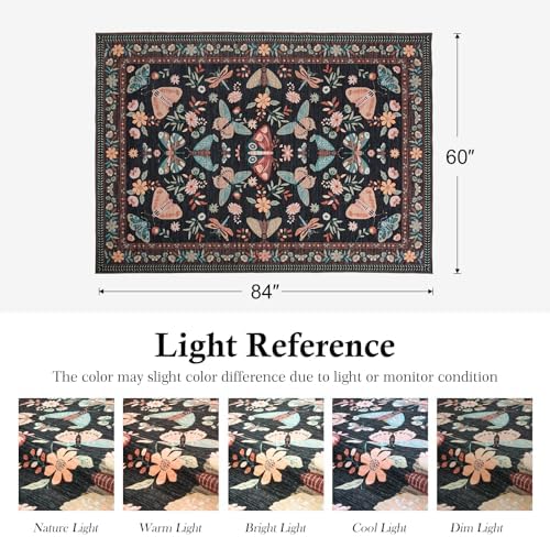 5x7 Floral Washable Rug for Living Room, Boho Area Rug - Image 2