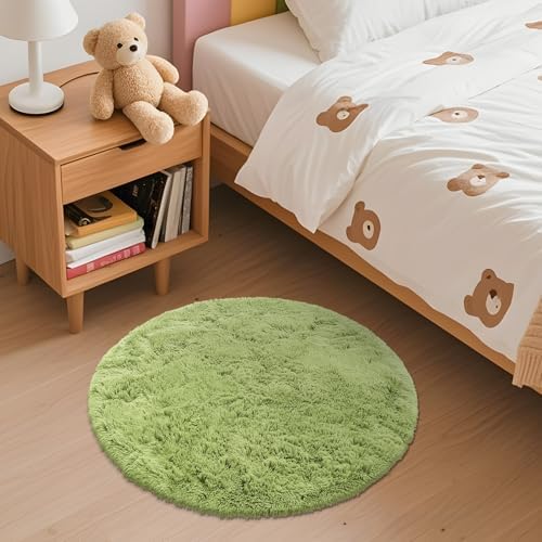 OLANLY Grass Green Round Rugs for Bedroom - Image 3