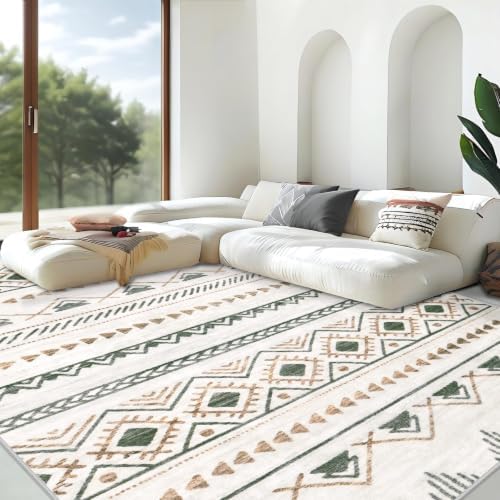 Area Rug for Living Room 10x12: Large Washable Boho Moroccan Rugs Geometric by AOYAOMI