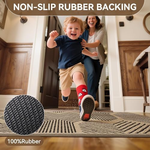 Outdoor Door Mat for Outside/Indoor Dirt Resistant Brown 31''x47'' - Image 5