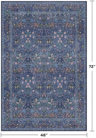 Vintage Dark Blue 4x6 Area Rugs - Image 2