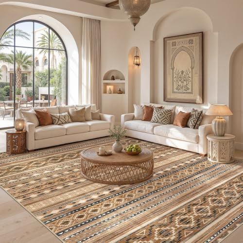 cotiled Boho 9x12 Area Rug for Living Room: Large Moroccan Washable Rug - Image 4