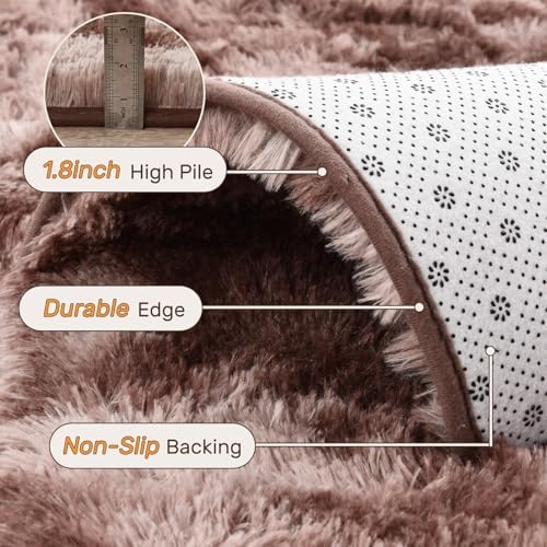 5x7 Brown Rugs for Living Room Fluffy Fur Bedroom Area Rug, Rustic Plush - Image 5