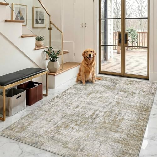 Washable 4'x6' Abstract Area Rug by Unknown