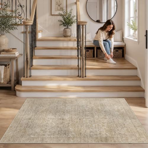 3x5 Washable Boho Entryway Area Rug Dark Beige Non-Slip Door Mat - Image 6