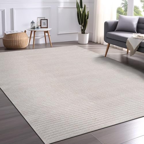 Beverly Rug Easy Jute Off White Rug 6x9 Solid Washable Durable Outdoor Indoor - Image 6