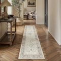 PureCozy Beige 2x8 Washable Runner Rug Kitchen Non Slip Vintage Carpet by PureCozy