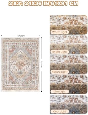 2x3 Entryway Rug Vintage Washable Rug Runner - Image 2