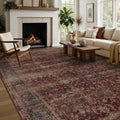 Washable Rugs 8x10 Brick Red, Earth Tone Thin Area Rugs by Jainmy