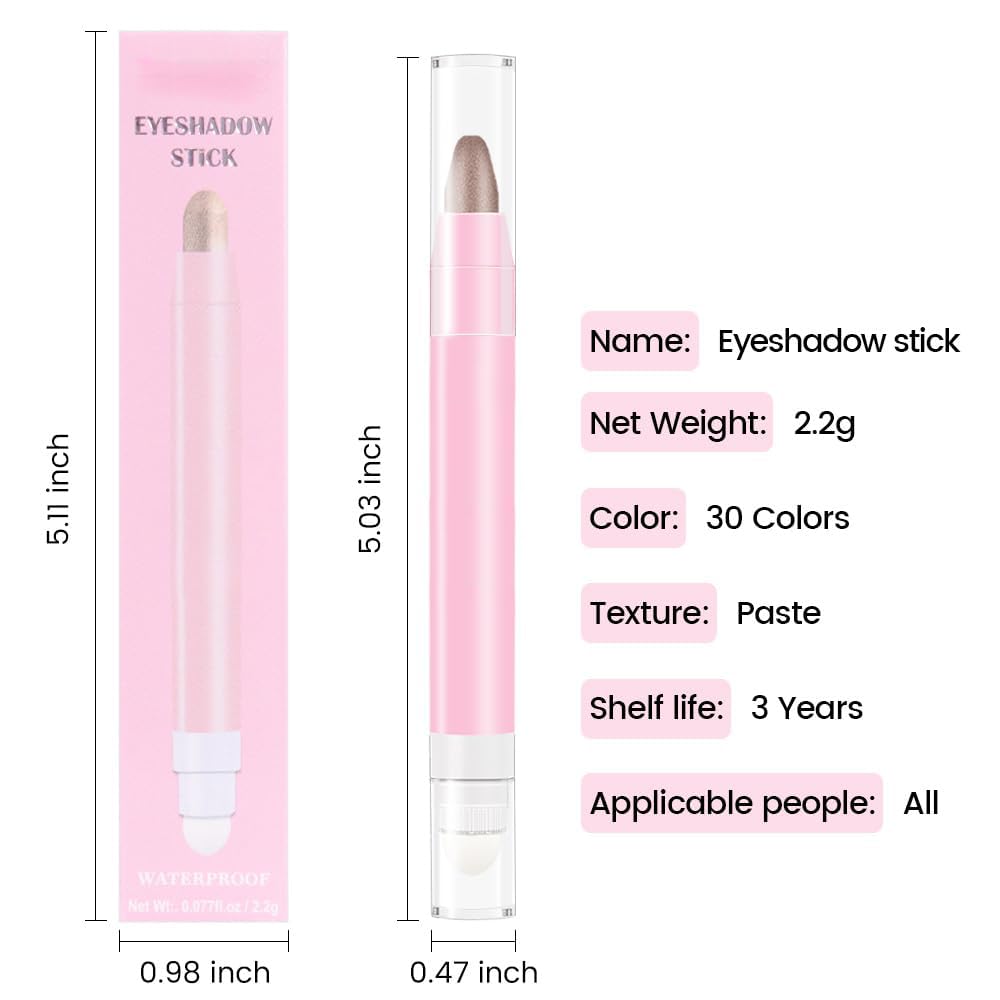 evpct 2Pcs Cream Eye Shadow Brightener Sticks Set for Eyes Waterproof, Light Khaki & Bronze Shimmer Cream Eyeshadow Applicator Stick Long Lasting Pigmented Eye Makeup sombras en crema para ojos 4+20