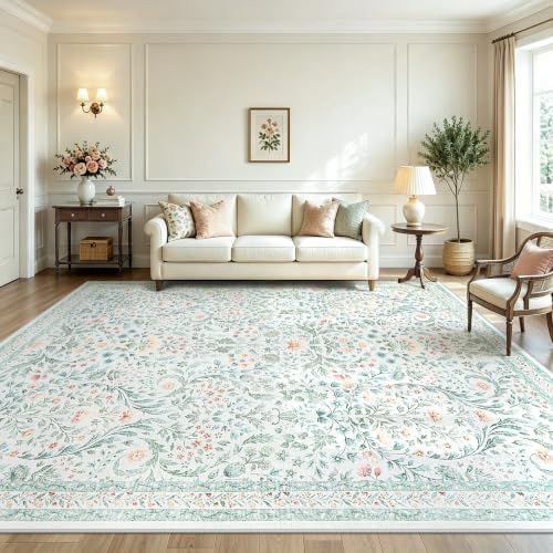 Tosuoka 9x12 Area Rug for Living Room Washable Vintage Floral Boho Soft by Tosuoka