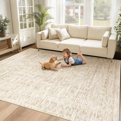 6x9 Area Rugs for Living Room: Washable Moroccan Geometric Boho Rug Farmhouse by VECARF