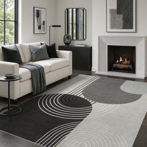 DCX Abstract Washable 4x6 Rug, Non Slip Low Pile Rug by DCXWashableRug
