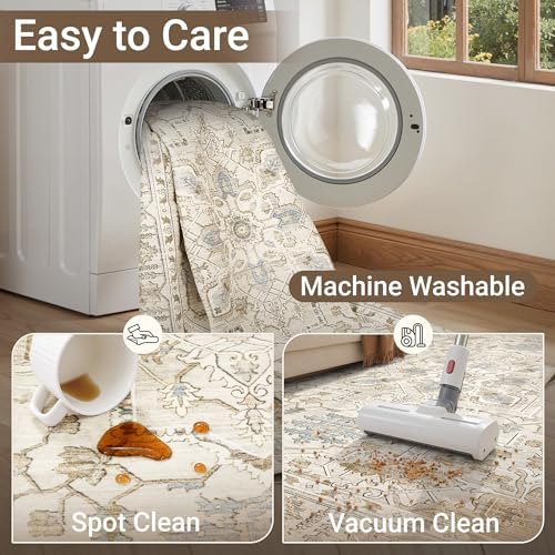 befbee 2x10 Runner Rug for Hallway Washable Non Slip Kitchen Rug Beige - Image 5