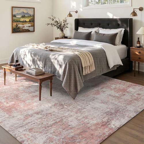 8x10 Pink Gray Washable Area Rug - Image 2