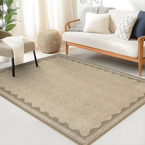 Garvee Entryway Rug 3x5 Washable Bordered Modern Rug Foldable Low Pile Jute - Image 3