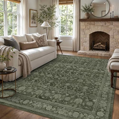 Washable Area Rug 6x9, Non-Slip Boho Carpet by LULLOSA