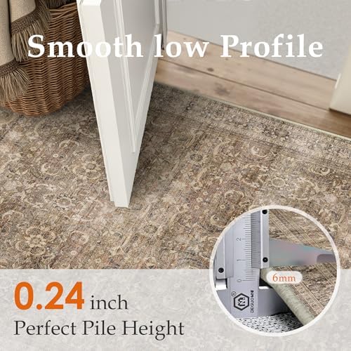 HUGEAR 2x10 Brown Vintage Distressed Washable Runner Rug - Image 5