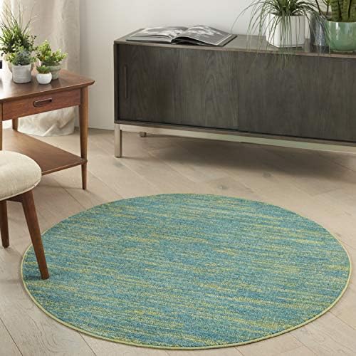 Nourison Home Nourison Essentials Blue Green 4' x Round Area Rug by NourisonHome
