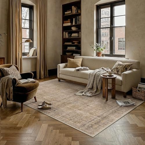 HUGEAR Brown 4x6 Neutral Area Rugs - Image 2