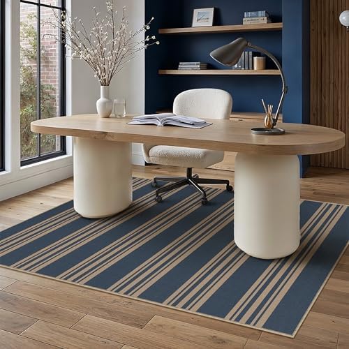 PureCozy Outdoor Rug 4x6 Washable Striped Jute Look Non Slip Carpet - Image 3