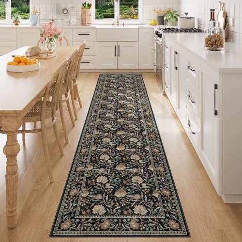 DUKINO 2x8 Runner Rug, Washable Vintage Floral Kitchen Rugs by DUKINO