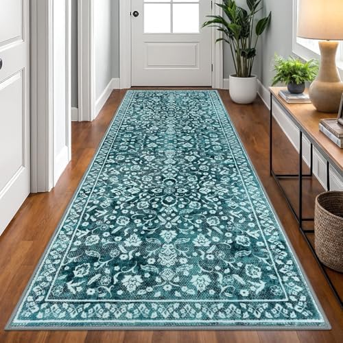 Washable Vintage 3x8 Runner Rug Non Slip Runners by SILOLOOM