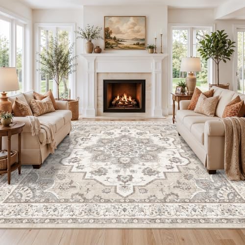 11x11 Living Room Square Rug: Washable Non Slip Stain Resistant Area Rug by HYHAOYUNLAI