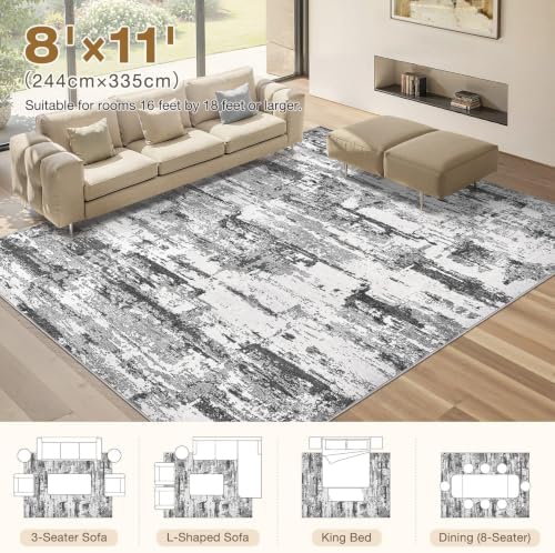 8x11 Area Rugs Abstract Washable Living Room Rug - Image 3