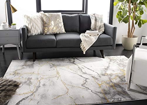 SAFAVIEH Craft Area Rug 2'7"x5', Modern Grey & Gold CFT877F - Image 2