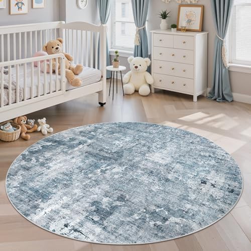 Soalmost Abstract 6x6 Round Rug 6ft Circle Living Room Rugs - Image 3