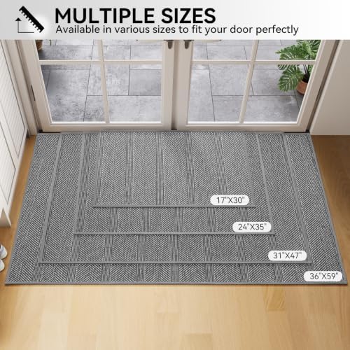 Indoor Door Mat Thin Low Profile Entryway Mats Grey 36"x59" - Image 2