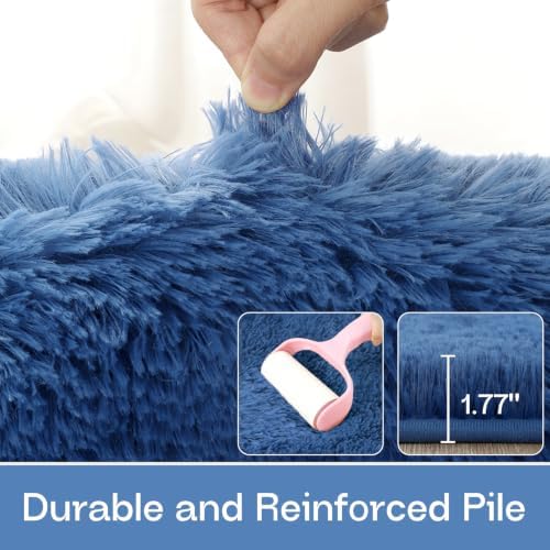 LOCHAS Bedroom Rug 2.6' x 5.3', Light Navy Fluffy Area Rug - Image 3