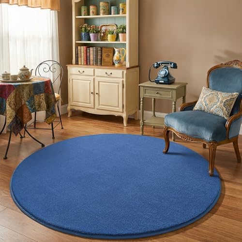 Amearea Blue Round Area Rug 5ft Washable Circle Rug - Image 6