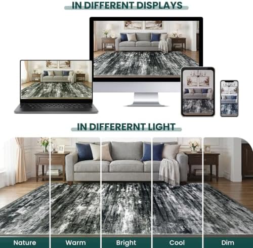 KOZYFLY Modern Washable Long Rug Runner 2.6x18 Hallway Rug Black White Grey - Image 4