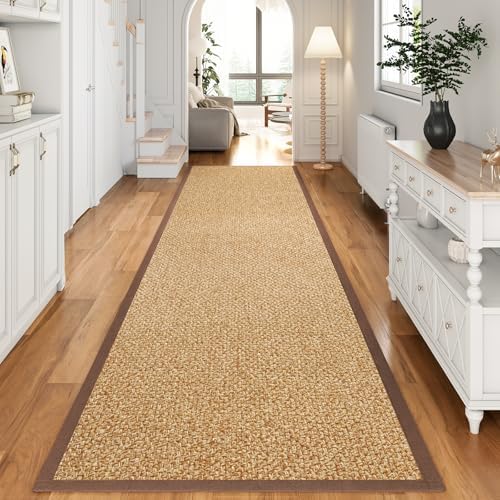 YDKGL Hallway Runner Rug Non Slip Kitchen Runner Entryway Mat Brown 2x8 ft by YDKGL