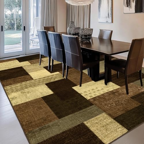 Modern Geometric Patchwork Indoor Taupe Area Rug - Image 7