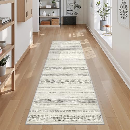 Miukiki Washable 2x6 Runner Rug Hallway Non Slip Kitchen Runner Grey - Image 7