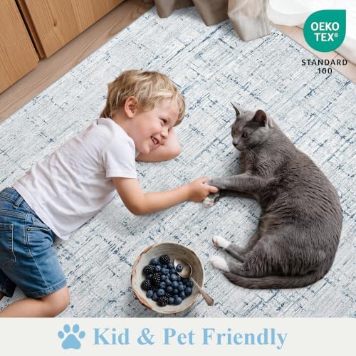 DUKINO 8x10 Washable Area Rug, Non Slip Abstract Rug - Image 4